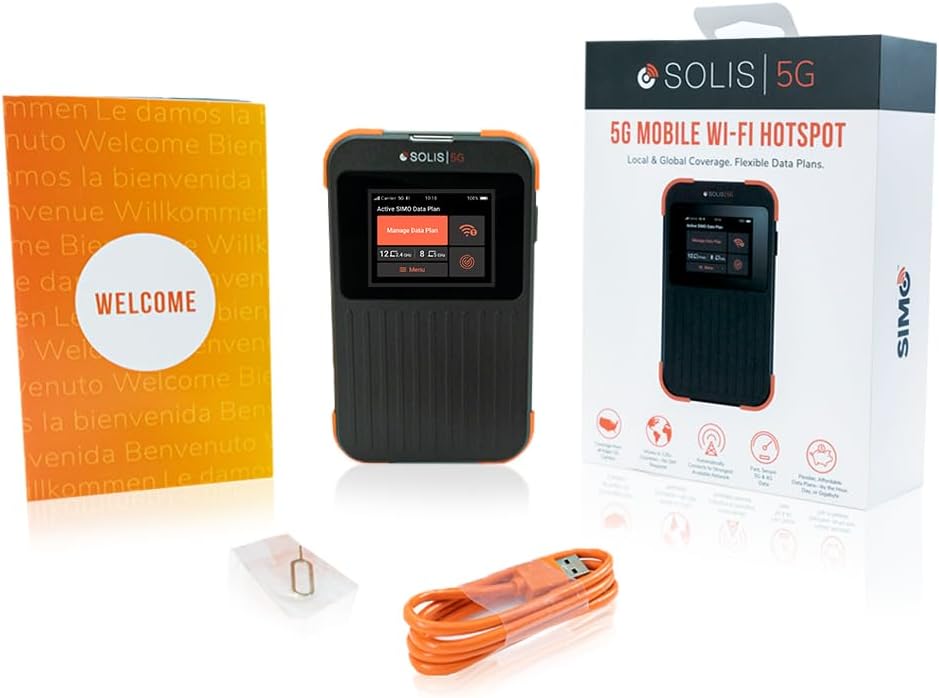 1GB/Month Lifetime Free Data, Solis 5G WiFi Mobile Hotspot for Travel, Local and International Coverage Router, Multi-Carrier Access, No Contract or SIM Card Required, 16 Connected Devices