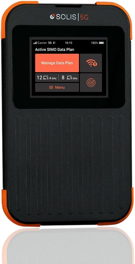 1GB/Month Lifetime Free Data, Solis 5G WiFi Mobile Hotspot for Travel, Local and International Coverage Router, Multi-Carrier Access, No Contract or SIM Card Required, 16 Connected Devices