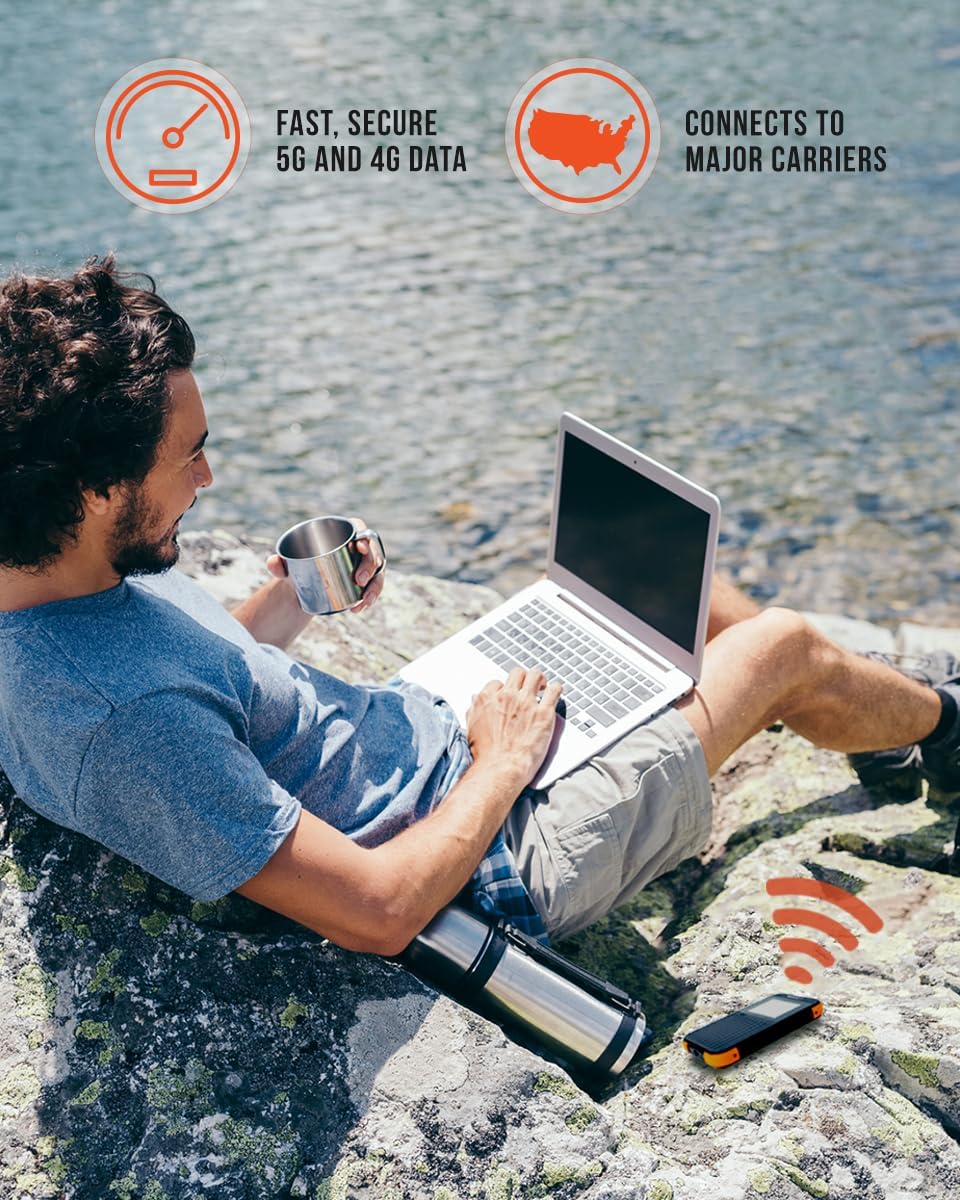 1GB/Month Lifetime Free Data, Solis 5G WiFi Mobile Hotspot for Travel, Local and International Coverage Router, Multi-Carrier Access, No Contract or SIM Card Required, 16 Connected Devices