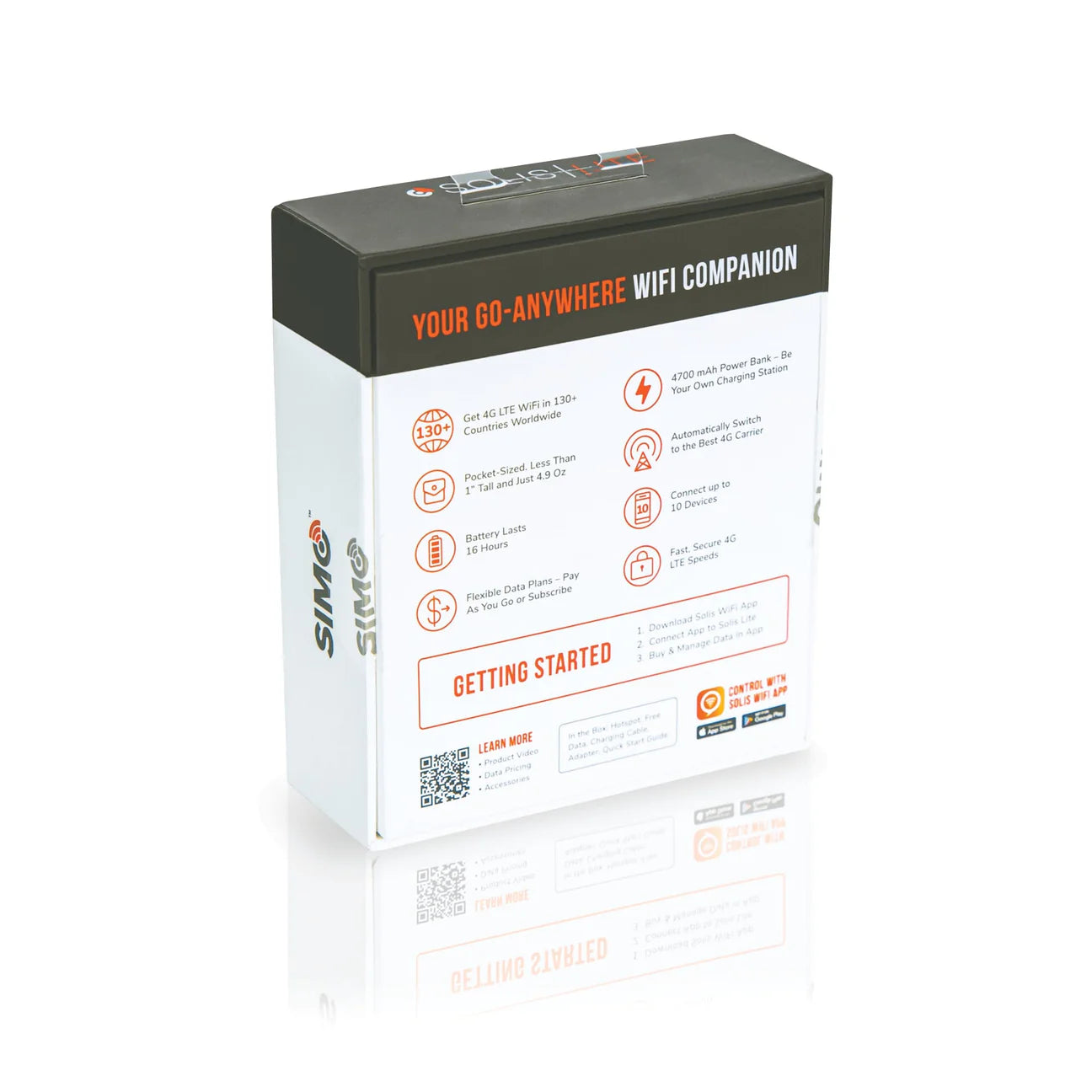 SIMO Solis Lite 4G LTE WiFi Mobile Hotspot, 1GB/Month Lifetime Free Data! Coverage 141+ Countries and Regions. No Contracts, pay as you go. Wifi Hotspot + power bank.